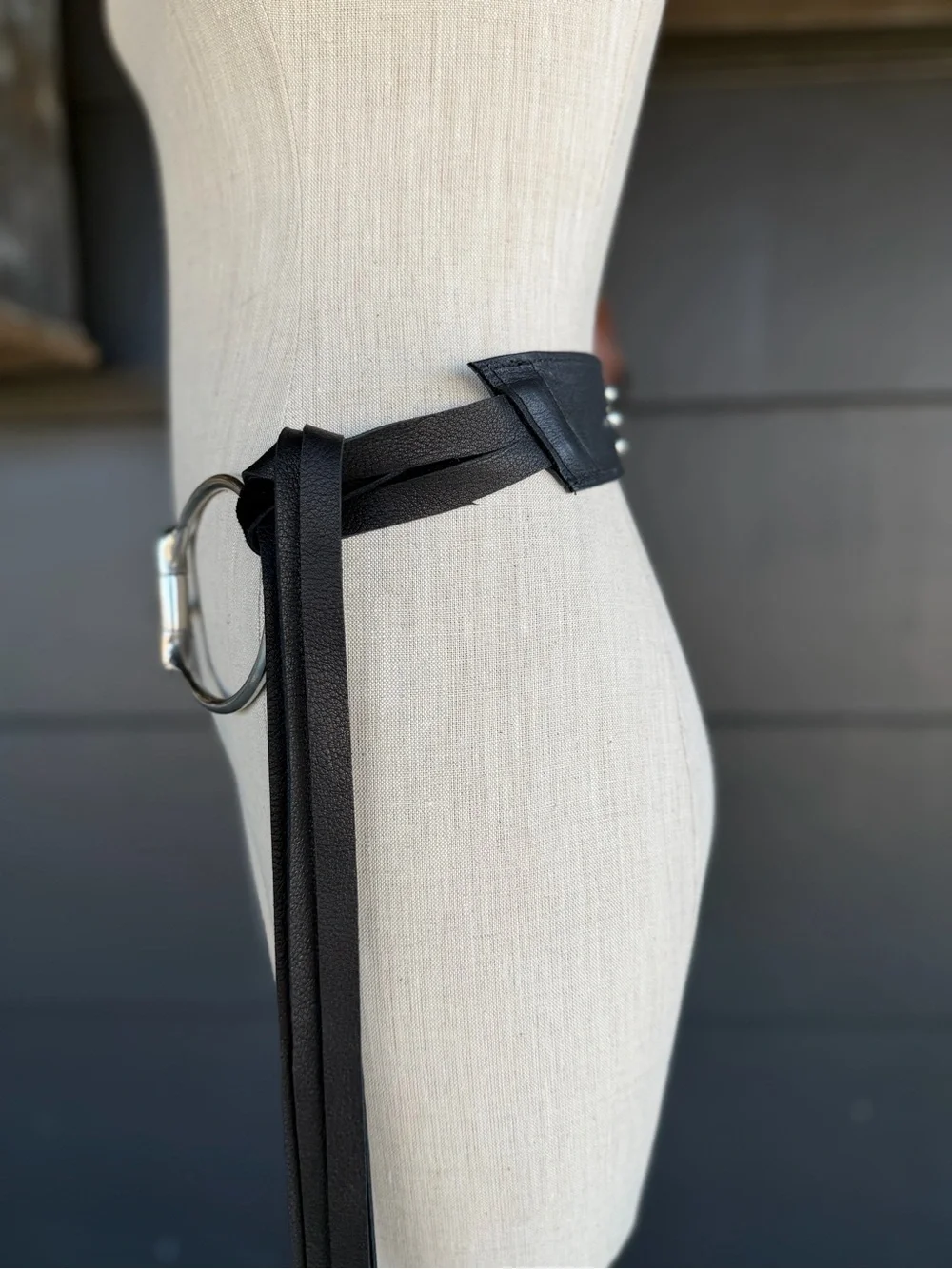 The Mojave Horse Bit BlackLeather Tassel Belt Handmade by Dirty Mojave Leather